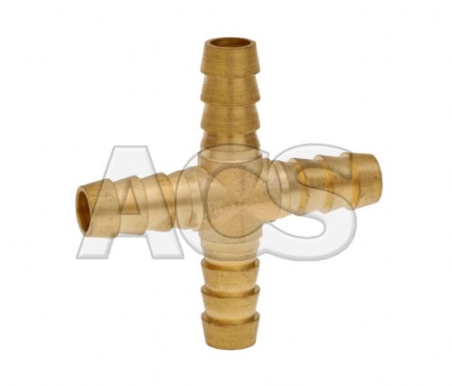 Hose Tail Cross - Brass 1/4