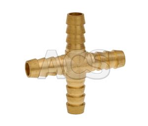 Hose Tail Cross - Brass 1/4